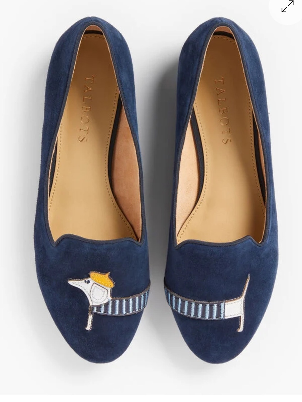 Talbots Ryan Navy Suede Dachshund Dog Loafers Flats Size 6